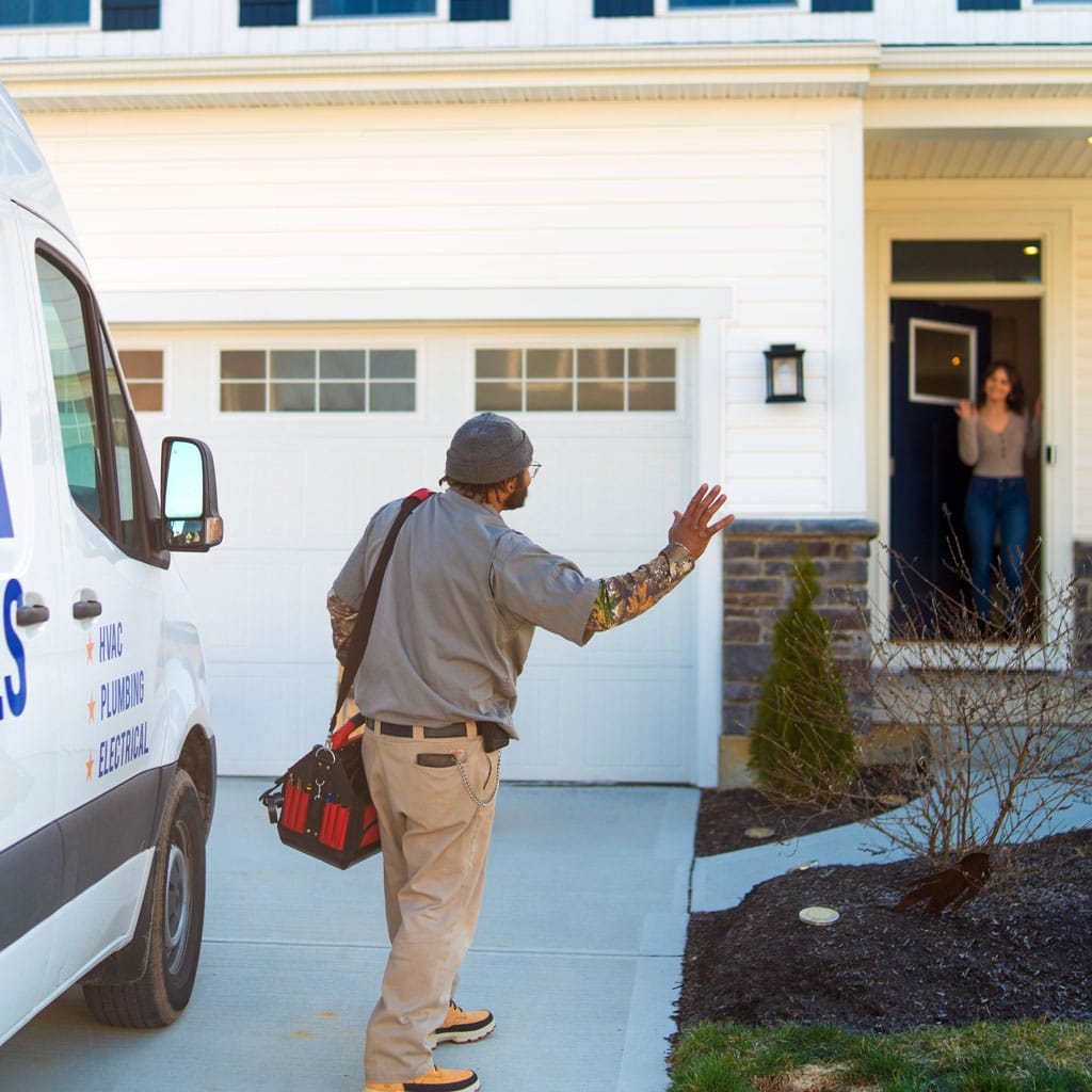 homeowner greeting technician